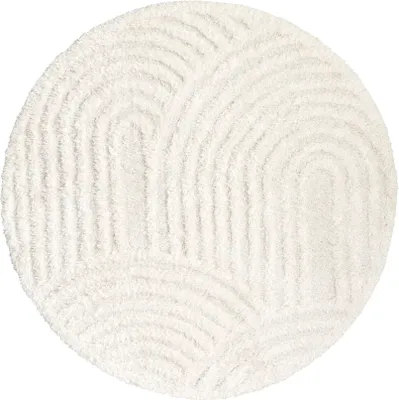 Produktbild von Volero - Teppich Skandinavisch Rund - Lova Arches Creme - Ø 120 cm - Wohnzimmer, Esszimmer, Schlafzimmer - Klassik, Industrielle, Modern, Skandinavisch