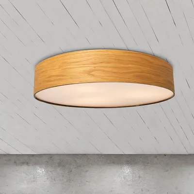 Produktbild von home24 LED-Deckenleuchte - Weiß / Holzoptik - Eisen