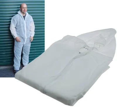 Produktbild von Einweg-Overall weiß XXL mi Reißverschluß & Kaputze