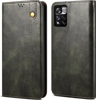 Image de Etui pour Xiaomi Redmi Note 11, étui en cuir avec fonction stand vert