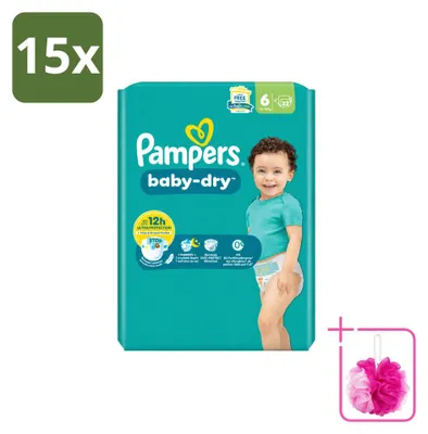 Zdjęcie produktu dla 15 pieluchomajtki Pampers Baby-Dry, rozmiar 6 - opakowanie ekonomiczne - 15 sztuk