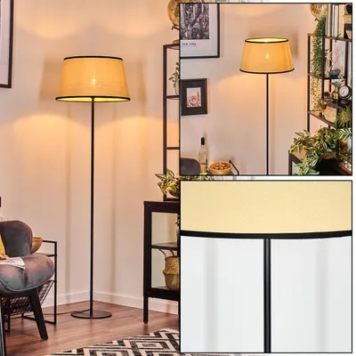 Produktbild von Tamarispa Stehlampe aus Metall/Papiergeflecht in Schwarz/Naturfarben/Beige