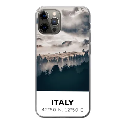 Produktbild von MuchoWow® Handyhülle Schutzhülle Hülle für iPhone 12 Pro Italien - Nebel - Wald - Baum Silikon Softcase Handy Hülle - Abdeckung