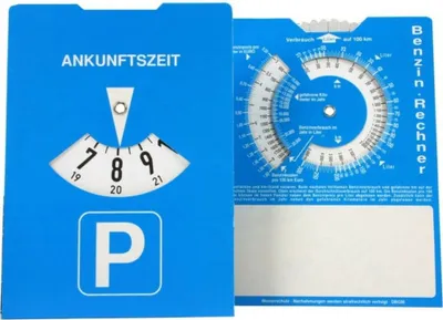 Produktbild von RNK Parkscheibe nach StVO, Karton, mit Benzinrechner