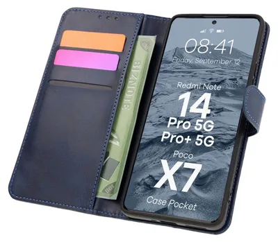 Produktbild von Bizon Case Pocket Xiaomi Redmi Note 14 Pro 5G / Poco X7 marineblau