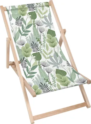 Produktbild von Dreamroots Liegestuhl klappbar Holz,bis zu 130 kg, Sonnenliege klappbar mit 3-stufiger Neigungsregulierung der Rückenlehne, Flowers and Grass