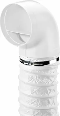 Produktbild von Naber R-URX flow 150 Umlenkstück 90° mit Flexschlauch, weiß, 500 mm - Lüftungstechnik