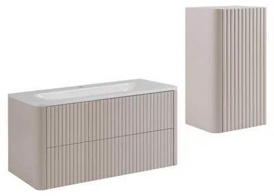 Produktbild von Badmöbel-Set mit Waschbecken und Midischrank, Kaschmir, 100 x 48 x 44 cm