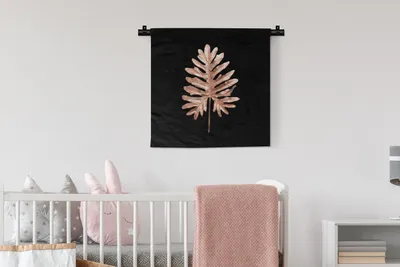 Produktbild von MuchoWow® Wandteppich Wandbehang Gold - Rosa - Blatt 60x60 cm Tapisserie Dekoration Wandtuch - Dekorationen - Wand Decke