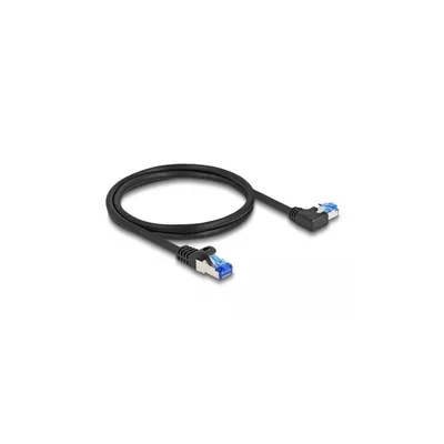 Produktbild von Delock - Netzwerkkabel - RJ-45 (M) gerade zu RJ-45 (M) links gewinkelt - 1 m - 6 mm - S/FTP - CAT 6a - halogenfrei, ohne Haken - Schwarz