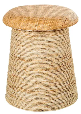 Runde Rotan-Kruk, Natur, 49 x 39 x 75 cm