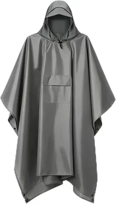 Produktbild von Wasserdichter, wiederverwendbarer Regenponcho für Erwachsene – leichtes, 3-in-1 Regenmodell mit Kapuze, ideal zum Wandern, für Damen und Herren