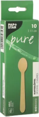 Image de PAPSTAR Cuillère à café en bois "pure" 11 cm, écologique | Boîte pliante (10 pièces)