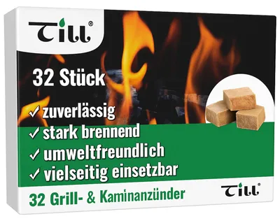 Produktbild von Anzünder 32 Stück Holz-Wachs-Basis zuverlässig stark brennend umweltfreundlich für Kamin Ofen Grill Feueranzünder ökologisch nachhaltig