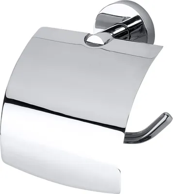 Produktbild von BOMEGA Papierrollenhalter mit Deckel rechts Messing Chrom poliert 140x155x80 mm für Bad & WC >> zum Bohren oder Kleben
