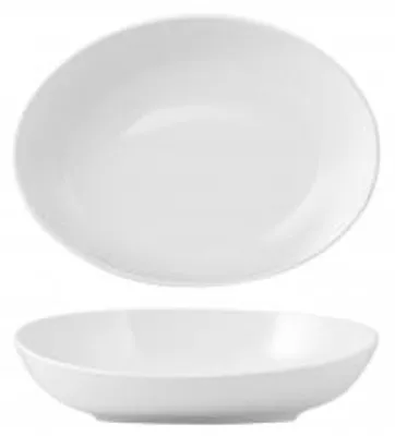 Produktbild von H&H, ovale Kerbtasse, Porzellan, 47 x 36 cm, weiß