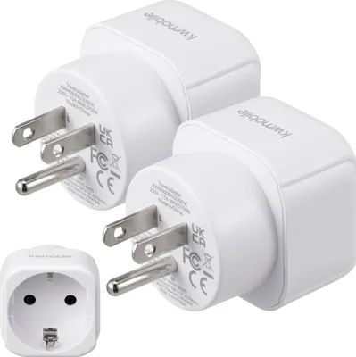 Produktbild von kwmobile 2x Reiseadapter USA Typ-B - Schuko Reise Strom Adapter zu Typ B Steckdose in z. B. USA Kanada Thailand - Stromadapter Urlaub weiß