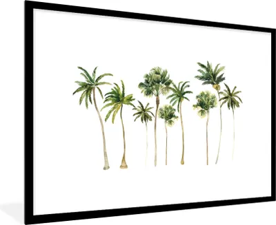 Produktbild von MuchoWow® Gerahmtes Poster Dschungel - Palme - Grün 90x60 cm - Poster mit Schwarzem Bilderrahmen Wandposter Rahmen Foto Bilder - Wanddekoration - Fotos
