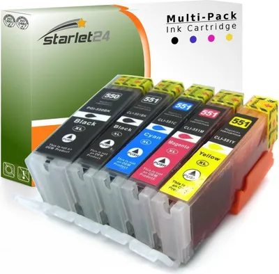 Image de 20 cartouches compatibles avec Canon PGI-550 CLI-551 pour PIXMA iP-7200 iP-7250 iP-8750 iX-6850 MG-5450 MG-5550 MG-5650 MG-5655 MG-6350 MG-6450