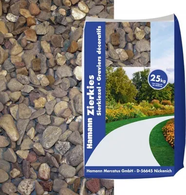 Produktbild von Rheinkies Zierkies für die dekorative Gartengestaltung, Körnung 2-8mm, 25 kg Sack