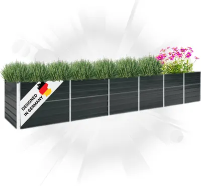 Produktbild von DELUKE® Hochbeet für Garten OSKAR Anthrazit | 480x80x77cm | Verzinkter Stahl | Wetterfest | Gartenbeet Kräuterbeet Blumenbeet Beet hoch Frühbeet für Garten Gemüsebeet