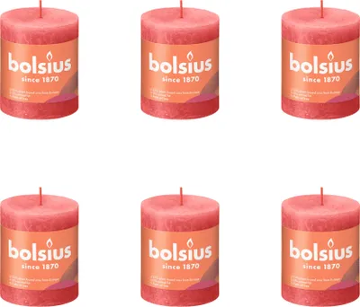 Image de Bolsius - Bougie rustique - 80/68 - 1 par paquet - Rose fleur - Pack avantage - 6 pièces