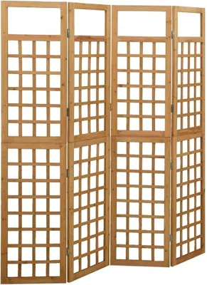 Imagen del producto de Pantalla divisoria de 4 paneles, madera, para separar espacios, con diseño de celosía, ideal como protección visual, 161x180 cm