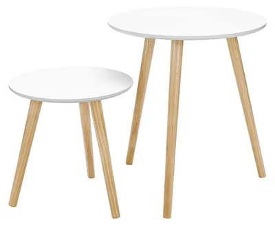 Image de Tables d'appoint rondes - Tables basses - Lot de 2 - Blanc