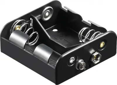 Produktbild von Wentronic 2x C (Baby) Batteriehalter, Schwarz - Druckknopf