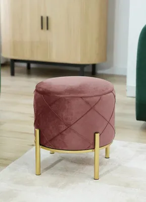 Immagine prodotto di Elegante pouf JASTRIAN con vano contenitore - rosa / oro