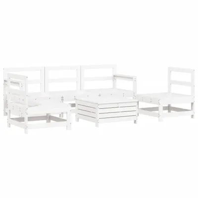 Produktbild von vidaXL 6-tlg. Garten-Sofagarnitur Weiß Massivholz Kiefer