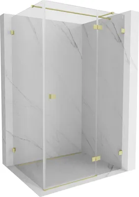 Produktbild von Mexen Lunar T Duschkabine schwenkbar rechts 125 x 90 cm, transparent, gebürstetes Gold - 834T-125-090-55-00-P
