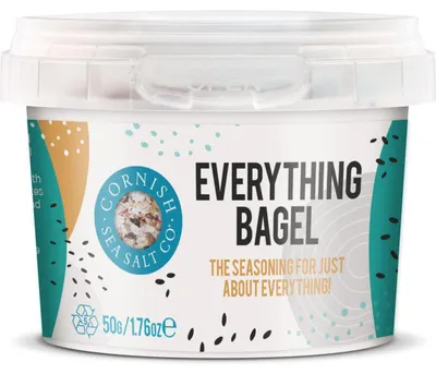 Zdjęcie produktu dla Cornish Sea Salt Co Everything Bagel Spice Mix 50g - Wyśmienita sól morska z sezamem, makiem, czosnkiem i cebulą