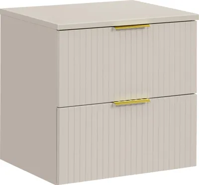 Zdjęcie produktu dla Szafka Łazienkowa 60 Cm Z Blatem Kaszmirowy Mat Ryflowane Fronty