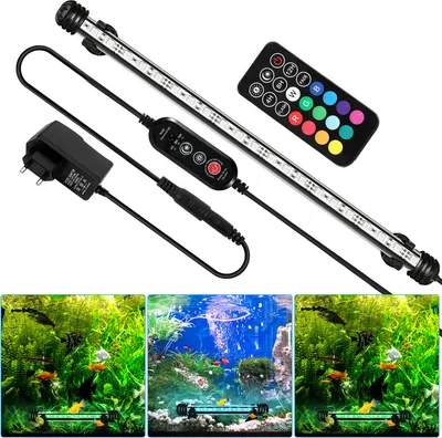 Image de TolleTour 38,5 cm Lampe LED d'aquarium Réservoir Lumière RGB Dimmable Éclairage sous-marin avec télécommande