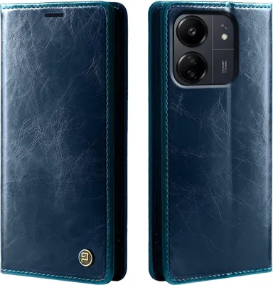 Produktbild von Handyhülle für Xiaomi Redmi 13C Kunstleder Flip Cover Hülle RFID Schutz Case Kartenfach Farbe: Blau