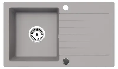 Produktbild von [Granitspüle 76x44 in verschiedenen Farben] Hochwertig beidseitig Montierbar Küchenspüle Eckig Einbaugranitspüle Granit Spülbecken f. Unterschränke ab 45 cm inkl.Siphon Set, Farben:Grau