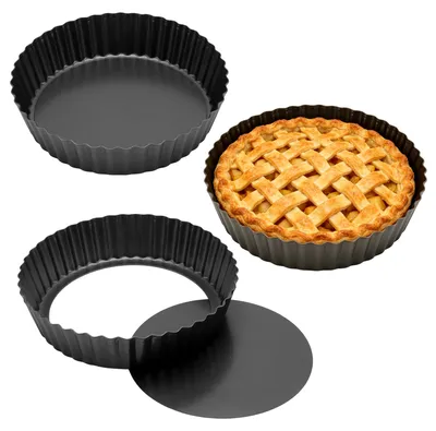 3er-Set Quicheformen Ø 24 cm, antihaftbeschichtet, mit herausnehmbarem Boden