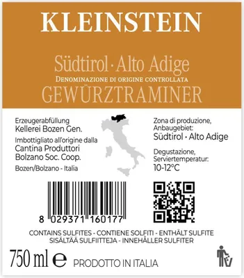 Produktbild von 12er Karton 2023 Kleinstein Gewürztraminer DOC Südtirol Alto Adige von Kellerei Bozen - Weißwein
