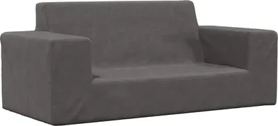 Image de Canapé pour enfants à 2 places Anthracite Peluche douce
