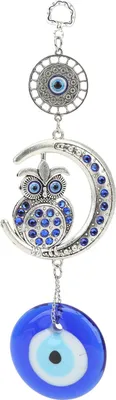 Produktbild von Evil Eye Anhänger Nachteule Mond farbige Glasur Legierung Exquisite Farben Eleganter Stil Attract Reichtum Evil Eye Decor