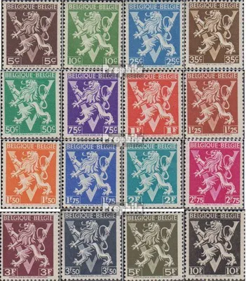 Produktbild von Briefmarken Belgien 1944 Mi 692II-707II (kompl.Ausg.) postfrisch Wappenlöwe
