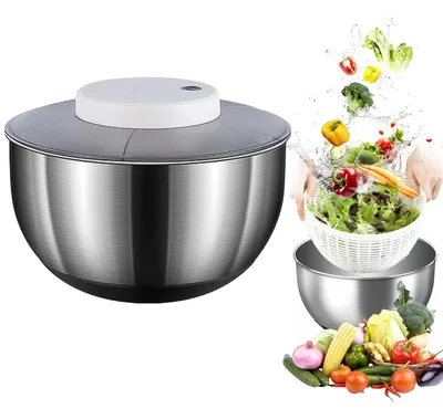 Produktbild von Salatspinner aus Edelstahl mit automatischem Mechanismus
