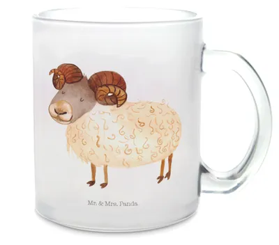 Produktbild von Mr. & Mrs. Panda Tee Tasse Sternzeichen Widder - Transparent - Geschenk, Horoskop, Schafbock, Teetasse, Bock, Glasbecher, Häferl, Geburtstag April, März, Teeglas
