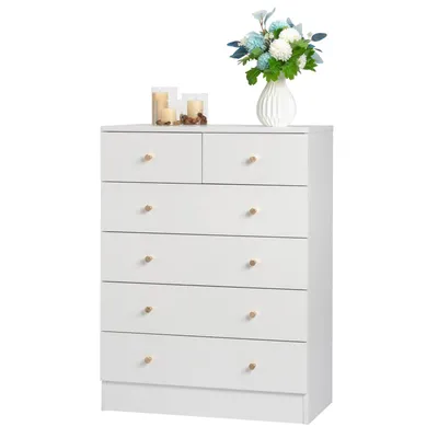 Produktbild von FCH Kommode mit 6 Schubladen, Schubladenschrank für Wohnzimmer, Weiß 66 x 33 x 89 cm