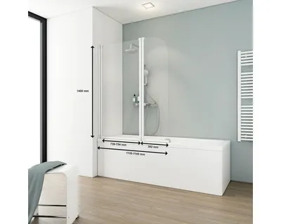 Produktbild von SCHULTE Badewannenaufsatz 2-teilig Komfort ExpressPlus 115 x 140 cm Klarglas Profilfarbe weiß EP1653 04 50 140