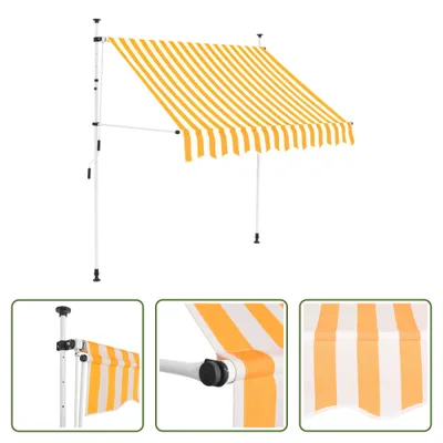Zdjęcie produktu dla The Living Store Wysuwana markiza sterowana ręcznie 150 cm Pomarańczowo-białe paski