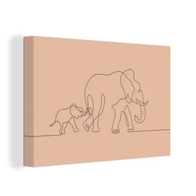 Produktbild von OneMillionCanvasses® - Leinwandbilder - 150x100 cm, Elefant - Minimalismus - Braun, Wandbilder Kunstdruck Wanddekoration