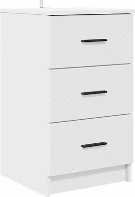 Produktbild von "2026 Aktion"Nachttisch für Schlafzimmer - elegantes Design - Nachtkommode - mit Schubladen Weiß 38x38x66cm Holzwerkstoff - Nachttische & -schränke NeuMöbel832069