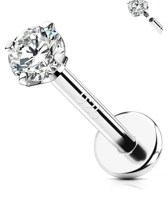 Produktbild von Helix Piercing Schmuck 925 Silber 10 mm Innengewinde 16G Knorpel Ohrpiercing mit 2 mm CZ Stein